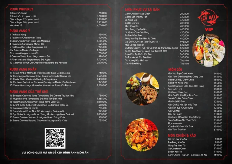 Menu - Nhà Hàng Cá Bay – View Biển