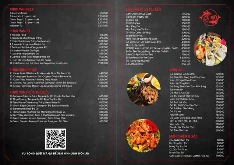 Menu - Nhà Hàng Cá Bay – View Biển